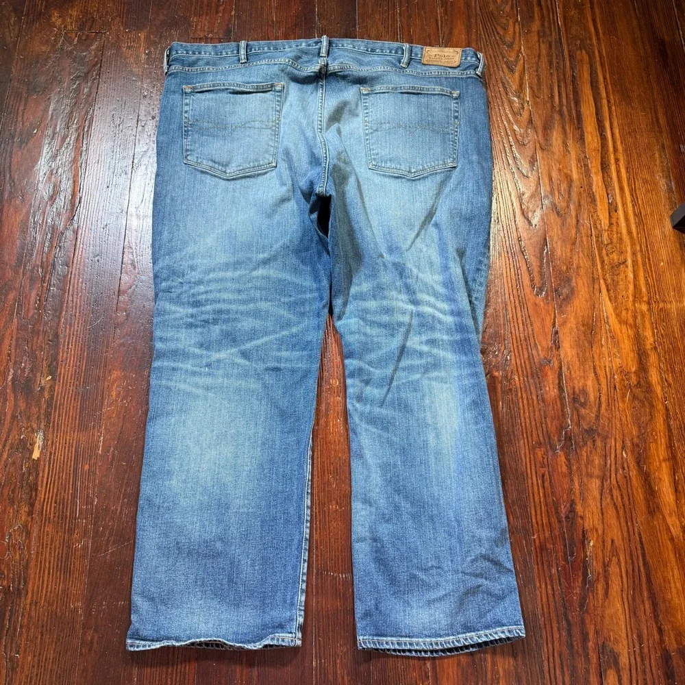 Polo Ralph Lauren Jeans Mens 48x30 Blue Hampton Relaxed Straight Faded Whiskers